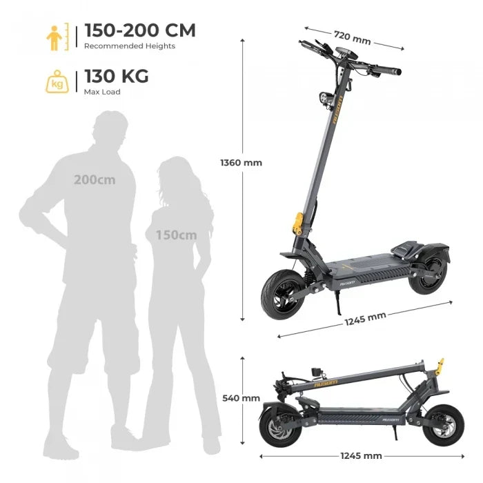 Ausom Gosoul 2 E-Scooter, 1100-W-Motor, 48-V-Akku mit 13 Ah, 20 km/h, Reichweite 70 km – Dunkelgrau — Foto 17