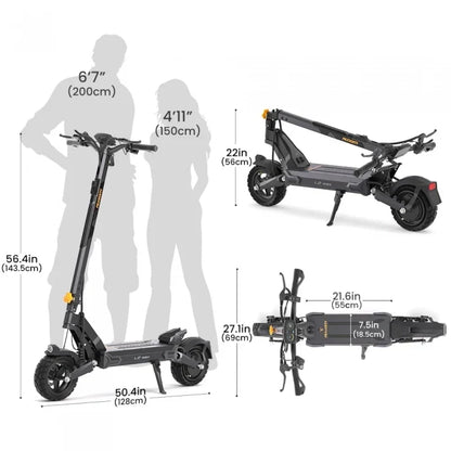 Faltbarer Elektroroller Ausom L2 Max mit zwei Motoren, 2 × 1000 W, 65 km/h, Fahrwerkstechnologie aus der Luftfahrt, schlauchlose Reifen — Foto 15