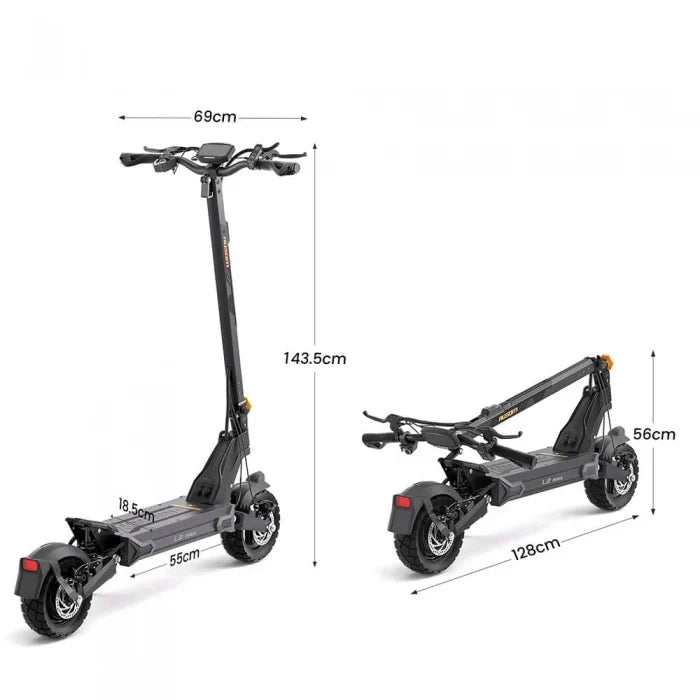 Faltbarer Elektroroller Ausom L2 Max mit einem Motor, 1000 W, 50 km/h, 48-V-Akku mit 20,8 Ah, schlauchlose 10 × 3-Zoll-Reifen — Foto 14