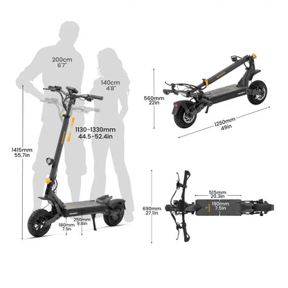 Ausom L1 Max faltbarer E-Scooter, 1000 W, 48 V, 20,8 Ah, 90 km Reichweite, 50 km/h, gedämpfte Federung — Foto 19